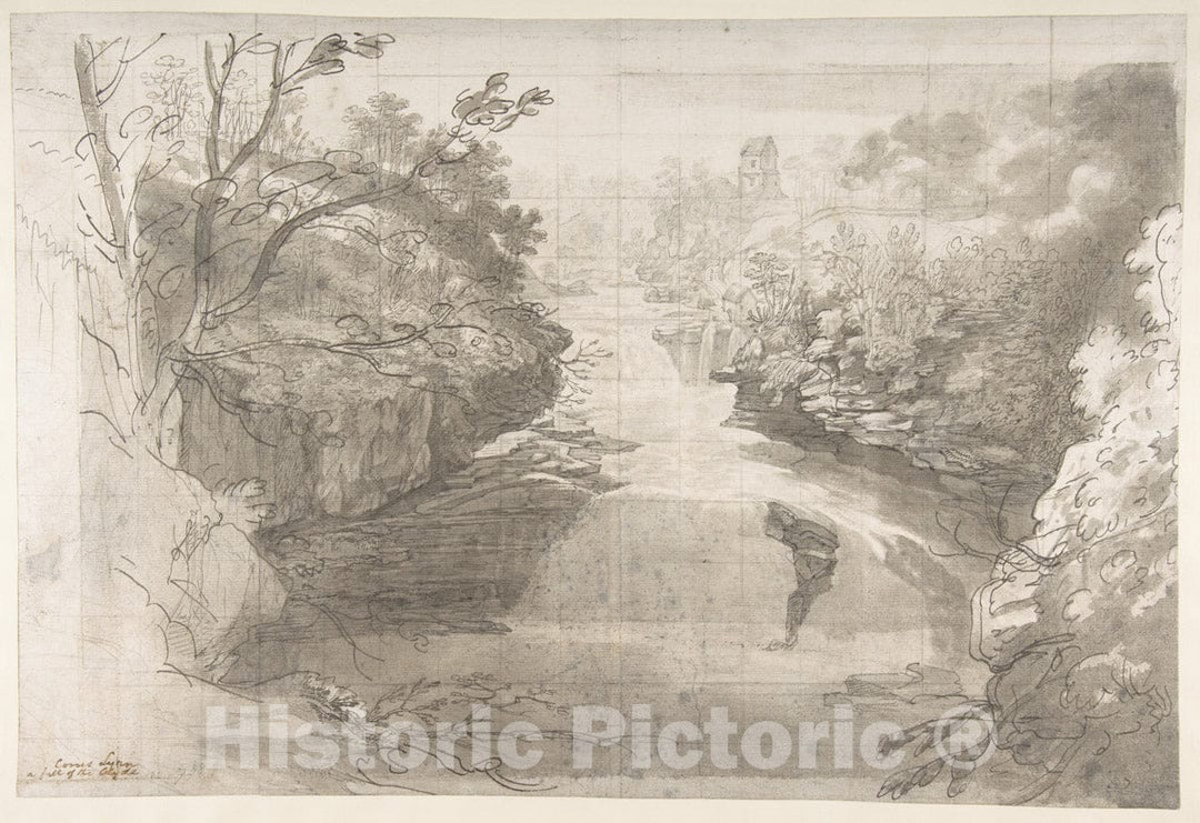Art Print : Joseph Farington - Corra Linn, The Falls of The Clyde : Vintage Wall Art