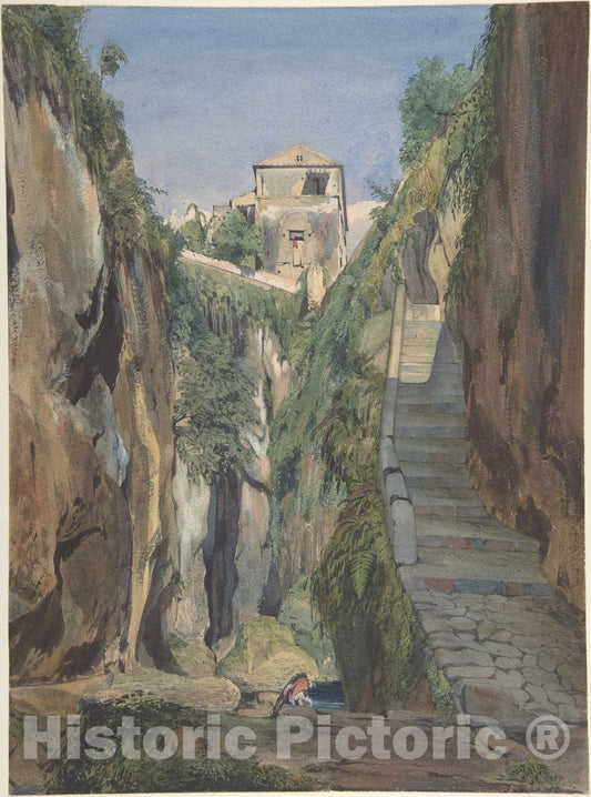 Art Print : Thomas Hartley Cromek - A Glen in Sorrento : Vintage Wall Art