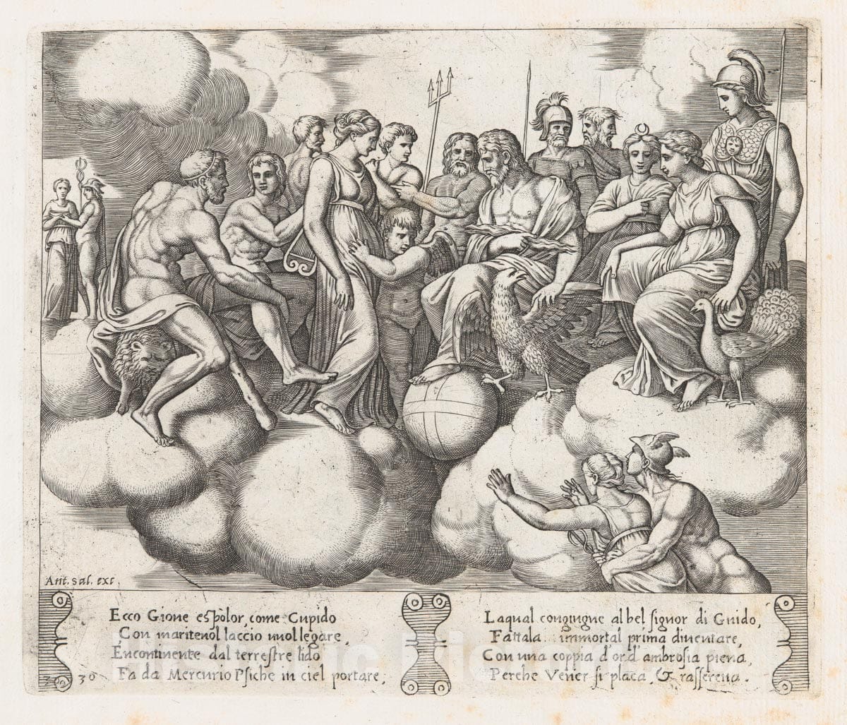 Art Print : Plate 30: Venus and Cupid - Artist: Antonio Salamanca - Created: 1530–60 : Vintage Wall Art