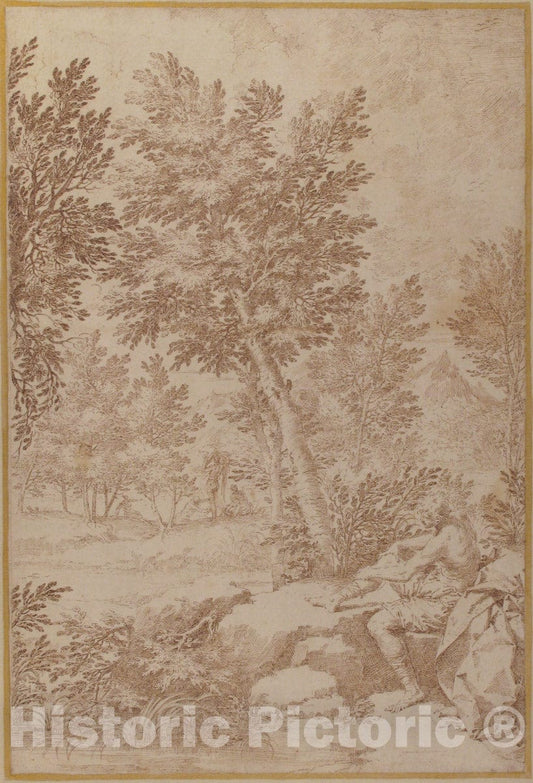 Art Print : Donato Creti - Bathers in a Wooded Landscape : Vintage Wall Art