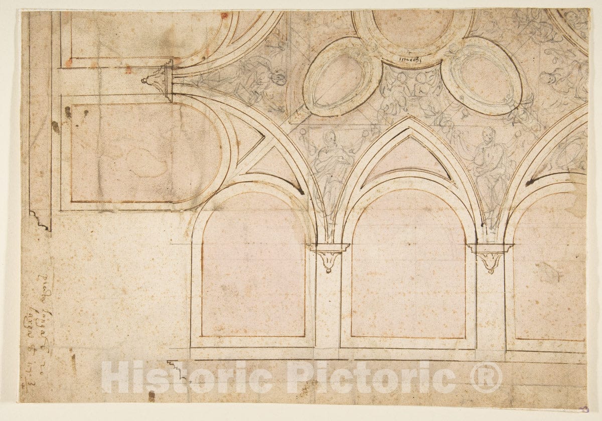 Art Print : Giorgio Vasari - Design for The Ceiling Decoration in Vasari's House in Arezzo : Vintage Wall Art