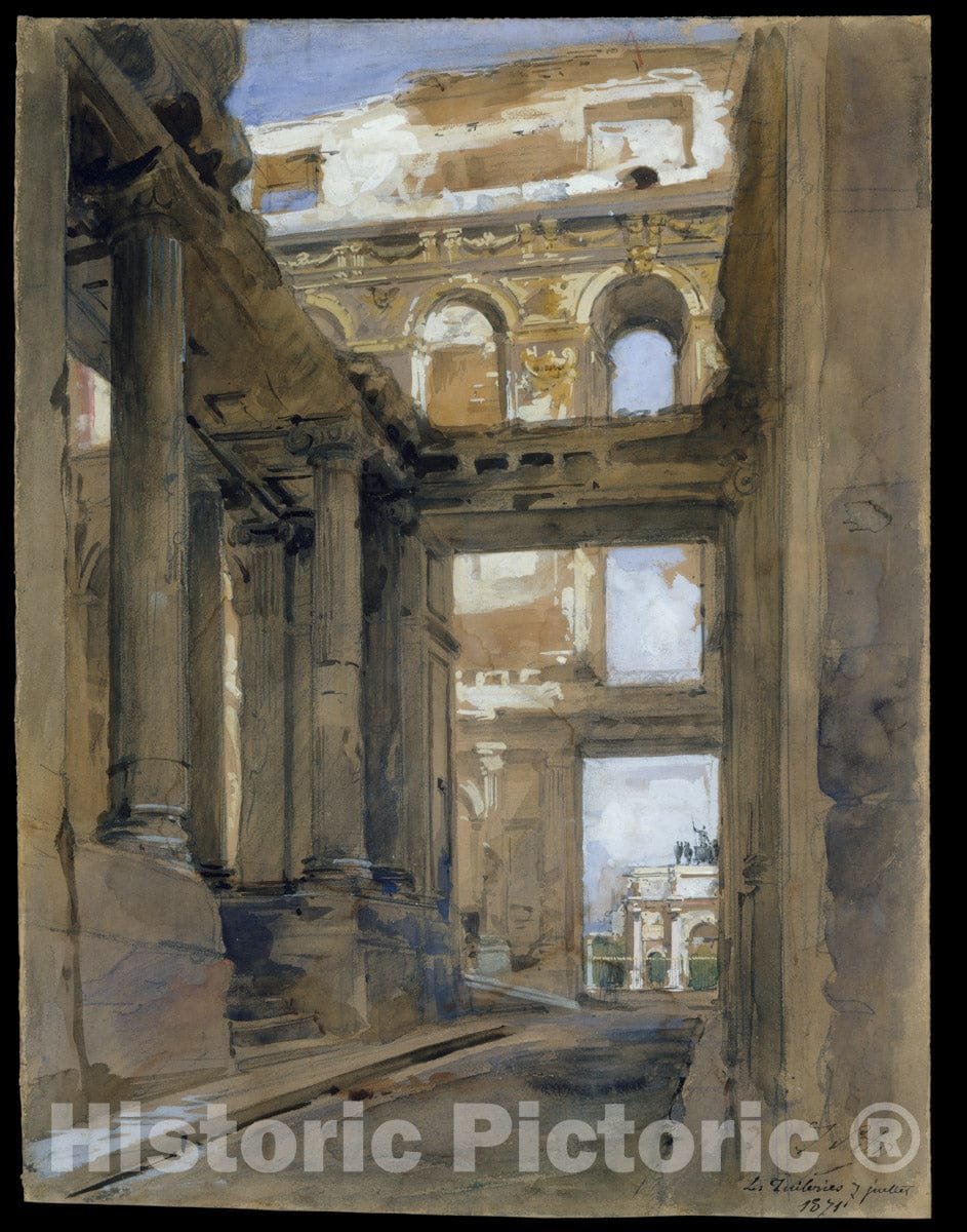Art Print : Isidore Pils - Ruins of The Tuileries Palace : Vintage Wall Art