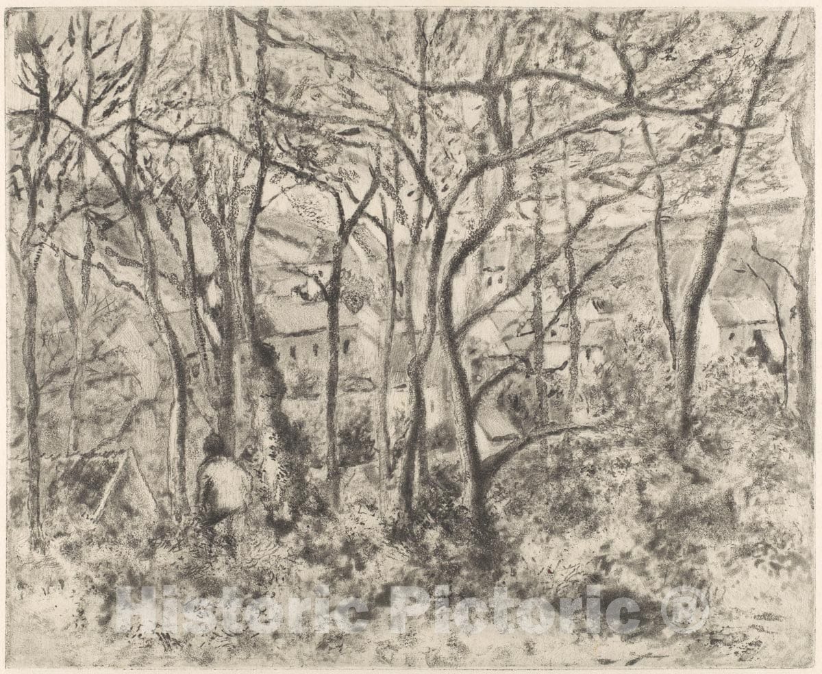 Art Print : Camille Pissarro - The Woods at L'Hermitage, Pontoise : Vintage Wall Art