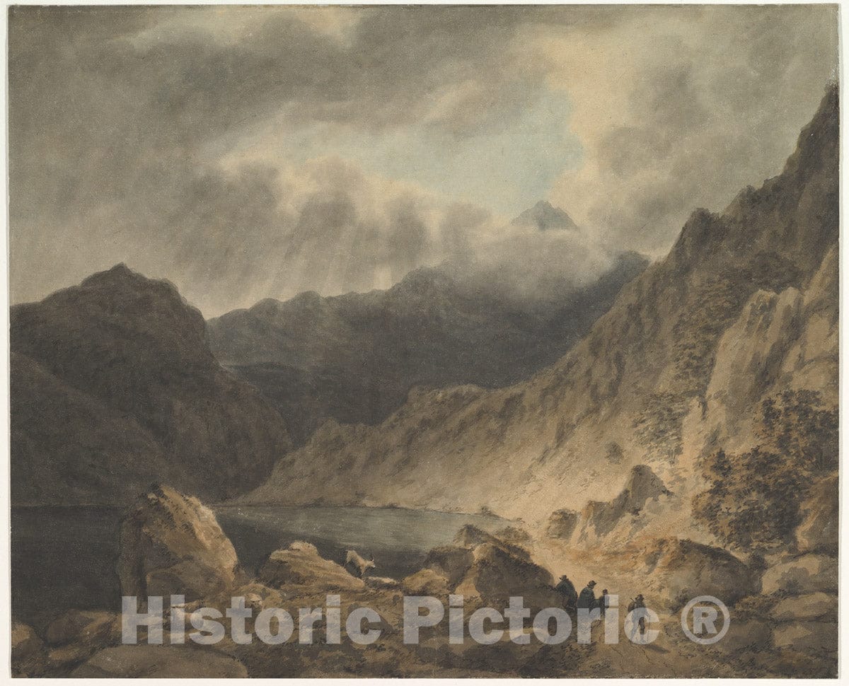 Art Print : British, 18th Century - Storm Over A Lake : Vintage Wall Art