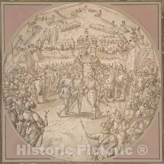 Art Print : Maerten de VOS - Captain de Bours Handing Over The Keys to The Citadel of Antwerp to The Estates General : Vintage Wall Art