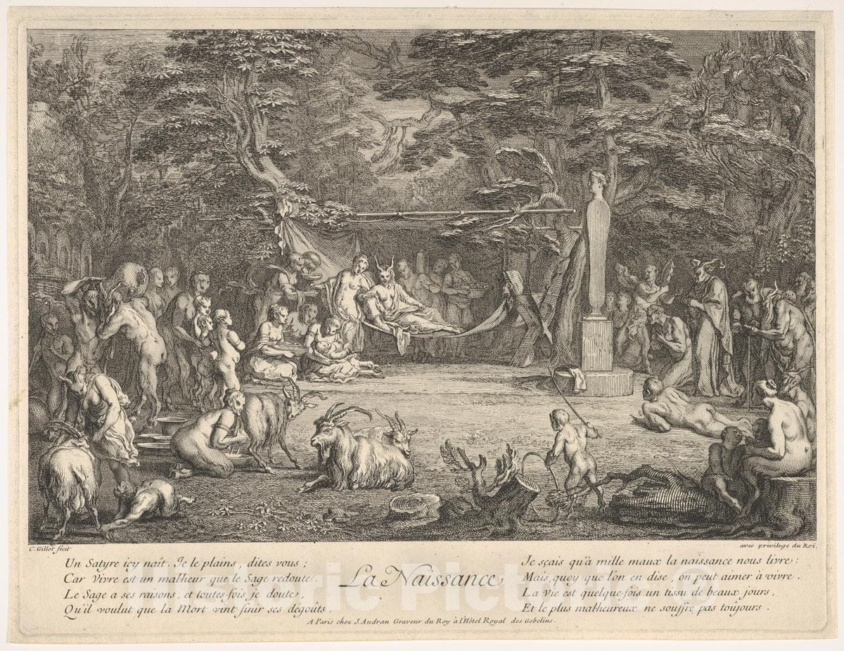 Art Print : The Birth - Artist: Claude Gillot - Created: c1700 : Vintage Wall Art