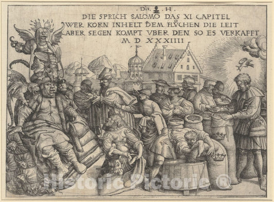 Art Print : Daniel Hopfer - Illustration to Proverbs 11: 26 : Vintage Wall Art