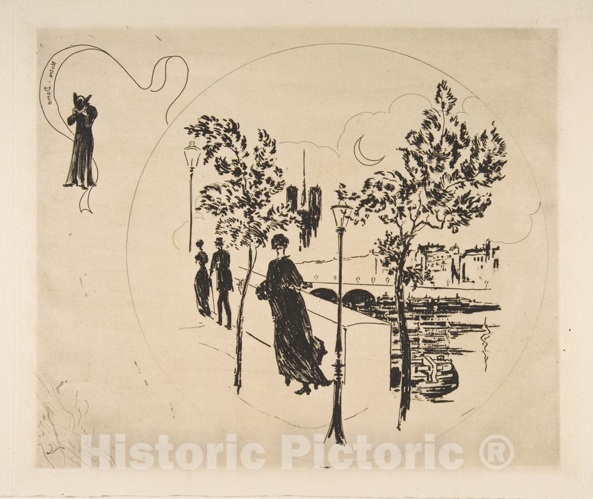 Art Print : Félix Bracquemond - Nôtre-Dame (Decoration for a Plate) : Vintage Wall Art