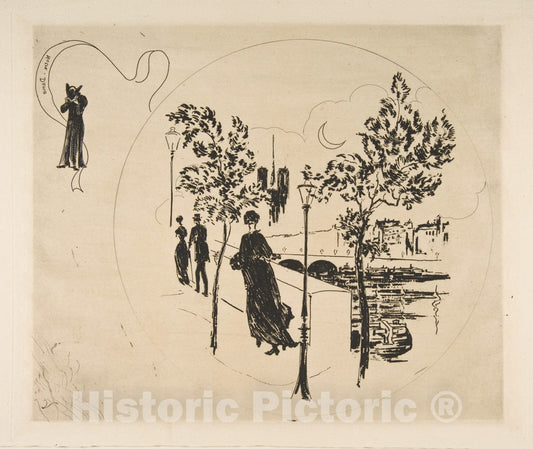 Art Print : Félix Bracquemond - Nôtre-Dame (Decoration for a Plate) : Vintage Wall Art