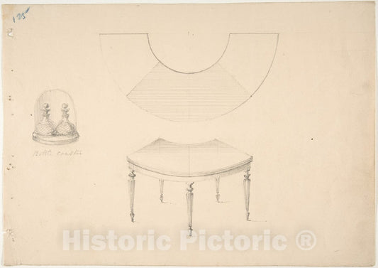 Art Print : British, 19th Century - Design for a Curved and Bottle Coaster : Vintage Wall Art