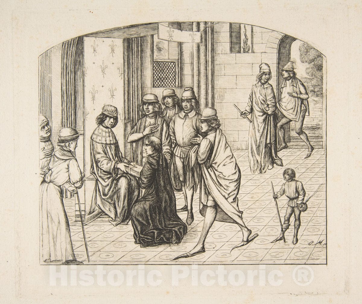 Art Print : Charles Meryon - Presentation of Valerius Maximus to King Louis XI : Vintage Wall Art
