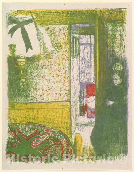 Art Print : Édouard Vuillard - Interior with a Hanging Lamp, from The Series Landscapes and Interiors : Vintage Wall Art