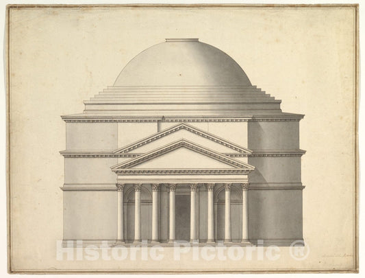 Art Print : Antonio Maria Visentini - Facade of a Rotunda : Vintage Wall Art