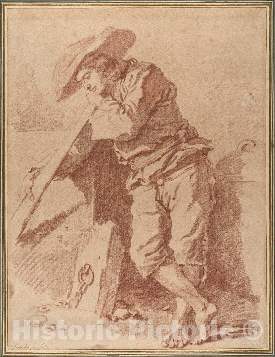 Art Print : Jean Honoré Fragonard - A Fisherman Leaning on an Oar : Vintage Wall Art