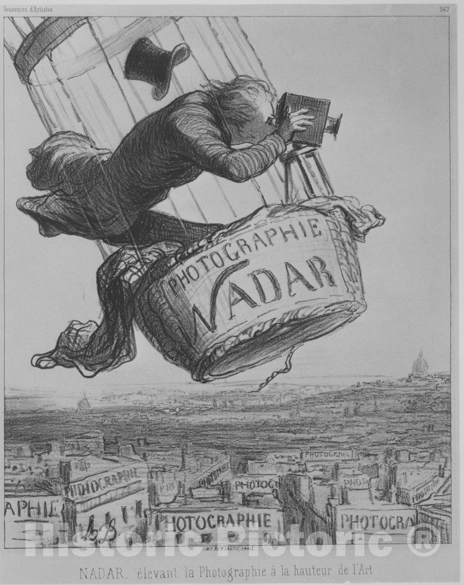 Photo Print : Honoré Daumier - Nadar Élevant la Photographie à la Hauteur de l'Art : Vintage Wall Art