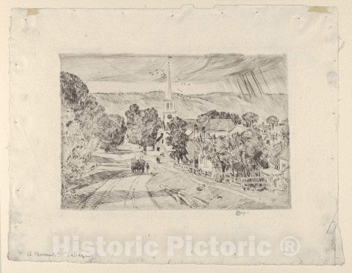 Art Print : Childe Hassam - A Vermont Village : Vintage Wall Art