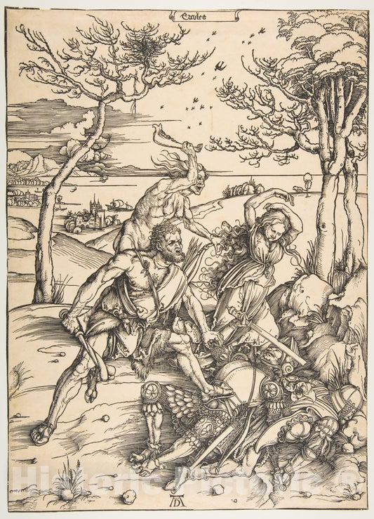 Art Print : Albrecht Dürer - Hercules Conquering The Molionide Twins : Vintage Wall Art