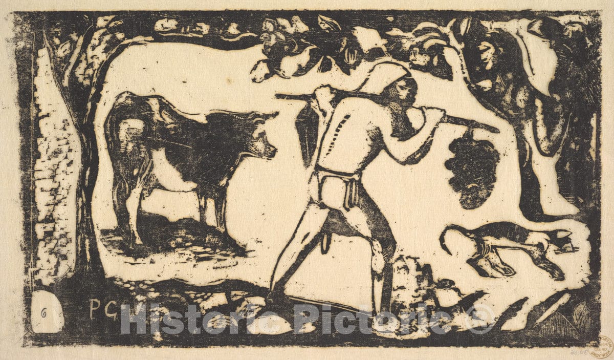 Art Print : Paul Gauguin - Tahitian Carrying Bananas : Vintage Wall Art