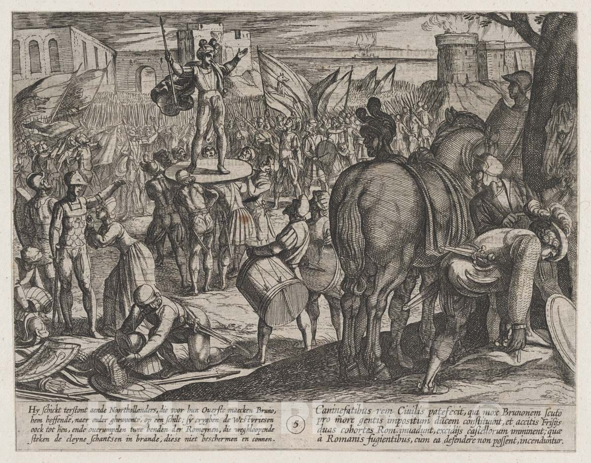Art Print : Antonio Tempesta - Plate 5: Bruno Appointed Leader of The Caninefates : Vintage Wall Art
