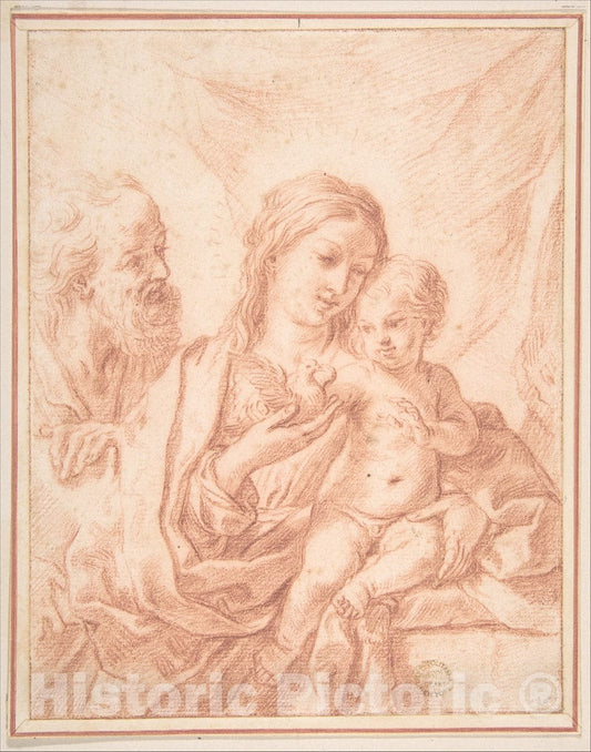 Art Print : Italian, Roman-Bolognese, 17th Century - Holy Family 1 : Vintage Wall Art