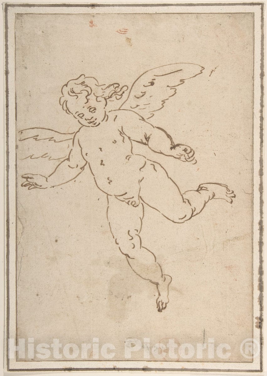 Art Print : After Luca Cambiaso - Cupid Flying : Vintage Wall Art