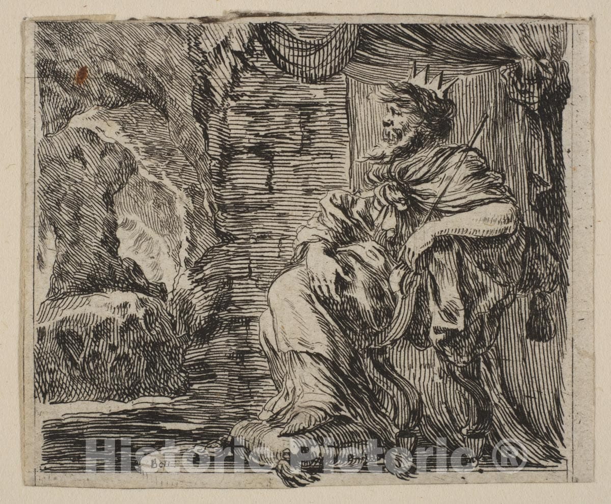 Art Print : Etched by Stefano Della Bella - Pluto, from 'Game of Mythology' (Jeu de la Mythologie) : Vintage Wall Art