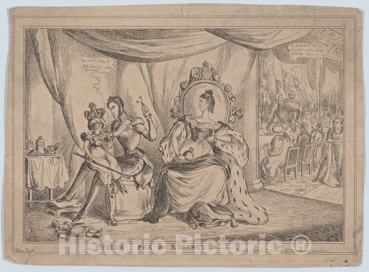 Art Print : William Heath ('Paul Pry') - Design for a Regency : Vintage Wall Art