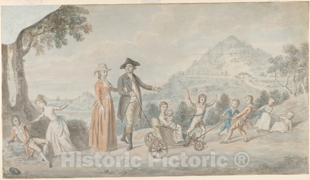Art Print : David Allan - The Family of Sir James Hunter Blair, 1st Baronet (1741–1787) : Vintage Wall Art
