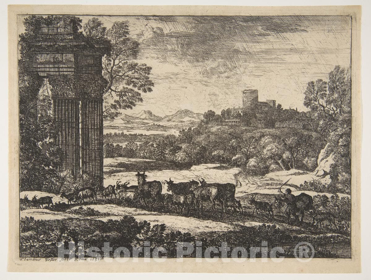 Art Print : Claude Lorrain (Claude Gellée) - The Herd Returning in Stormy Weather 2 : Vintage Wall Art