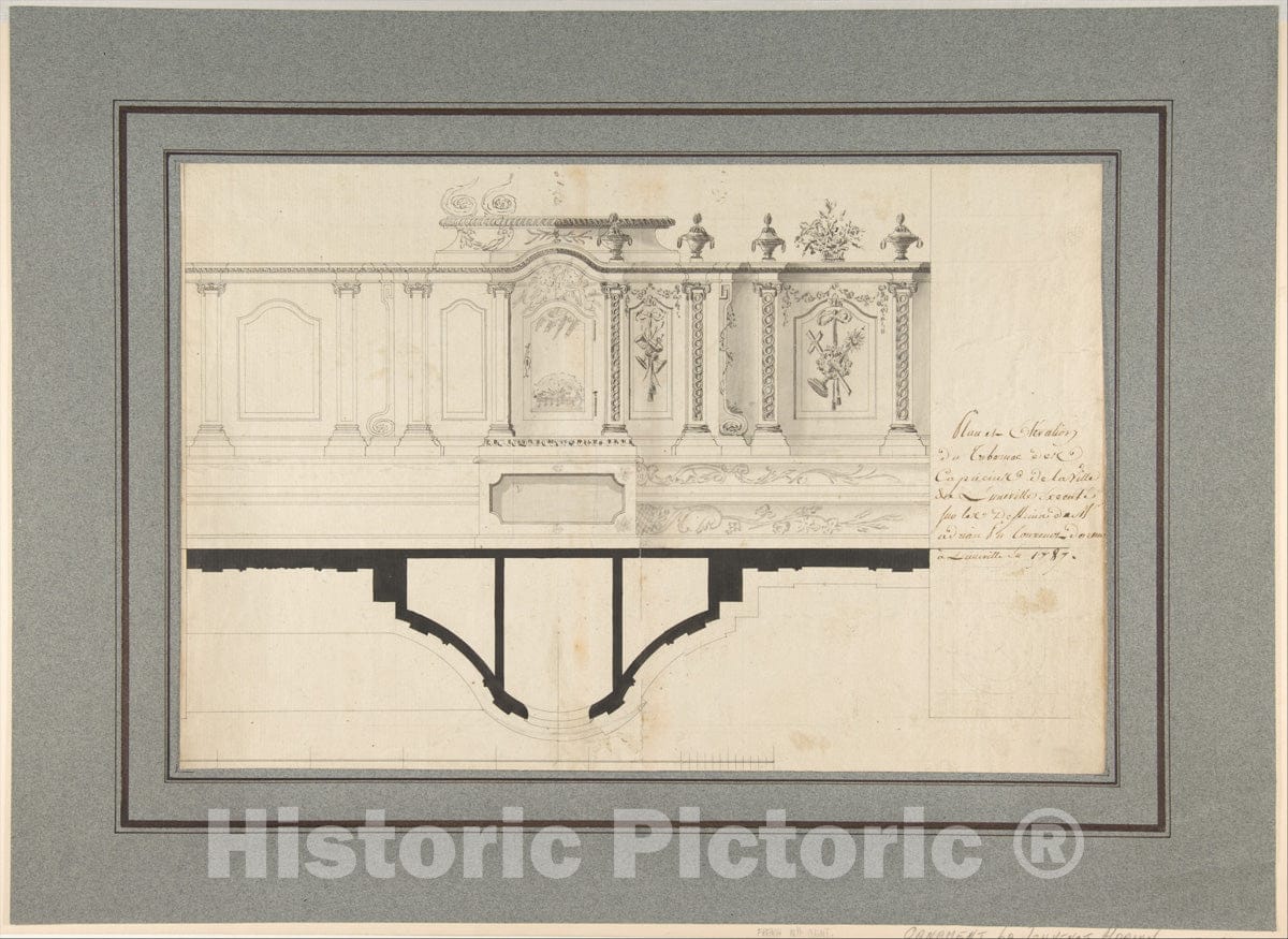 Art Print : Adrian La Touvenot - Plan and Elevation of The Capuchin Tabernacle of Luneville : Vintage Wall Art