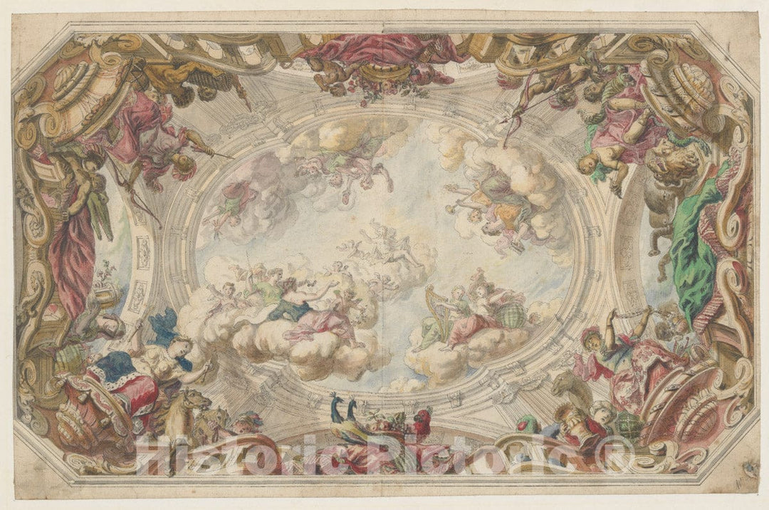 Art Print : Daniel Marot The Elder - Design for a Ceiling : Vintage Wall Art