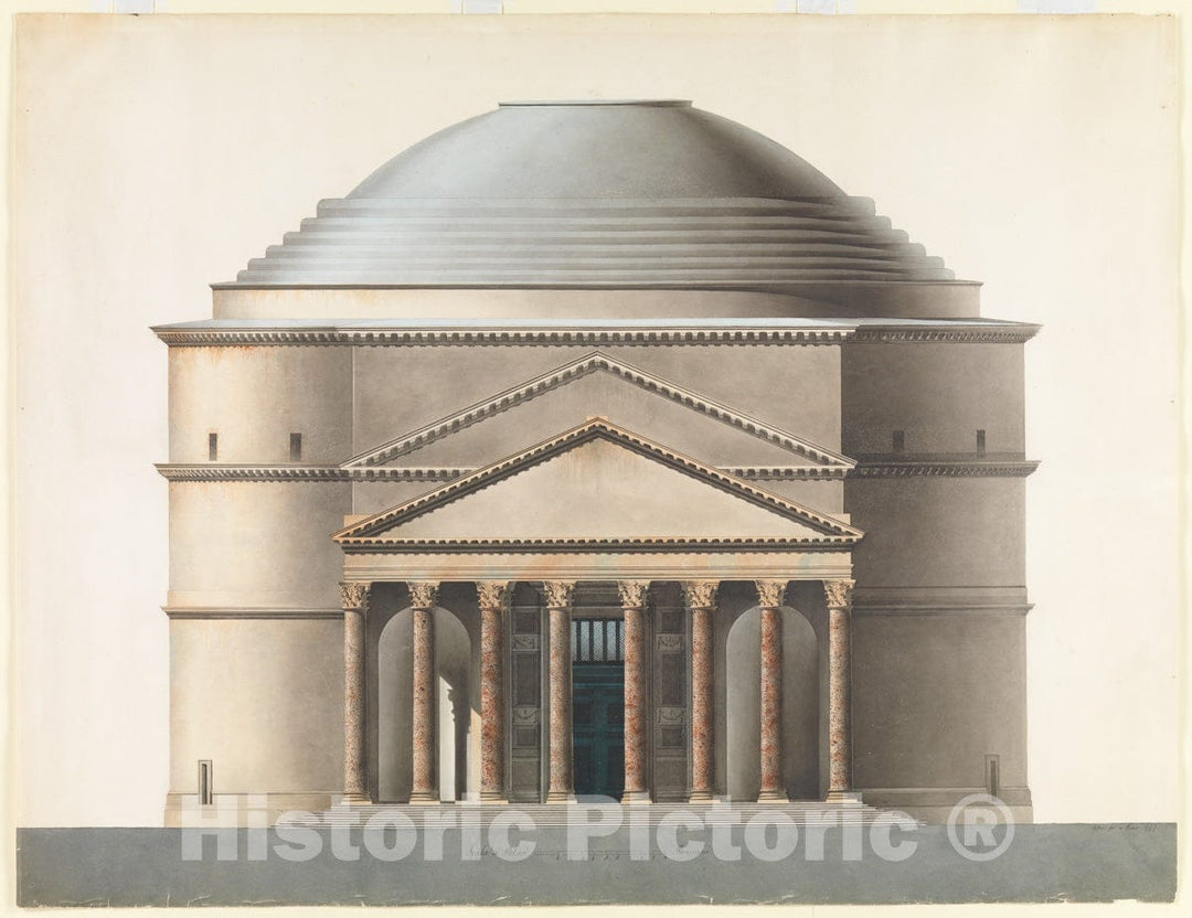 Art Print : Ahlsned - Architectural Project Based on The Pantheon : Vintage Wall Art