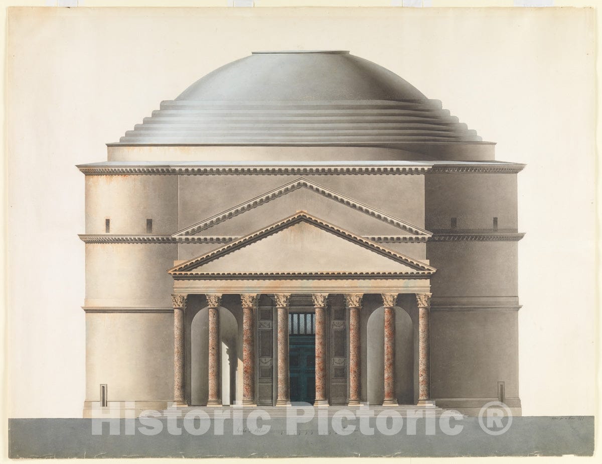 Art Print : Ahlsned - Architectural Project Based on The Pantheon : Vintage Wall Art