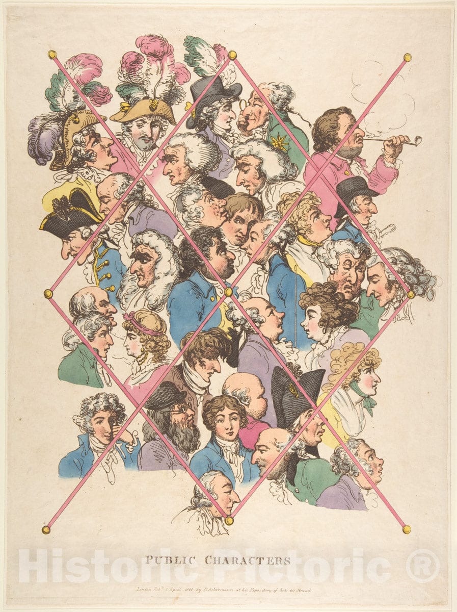 Art Print : Thomas Rowlandson - Public Characters : Vintage Wall Art