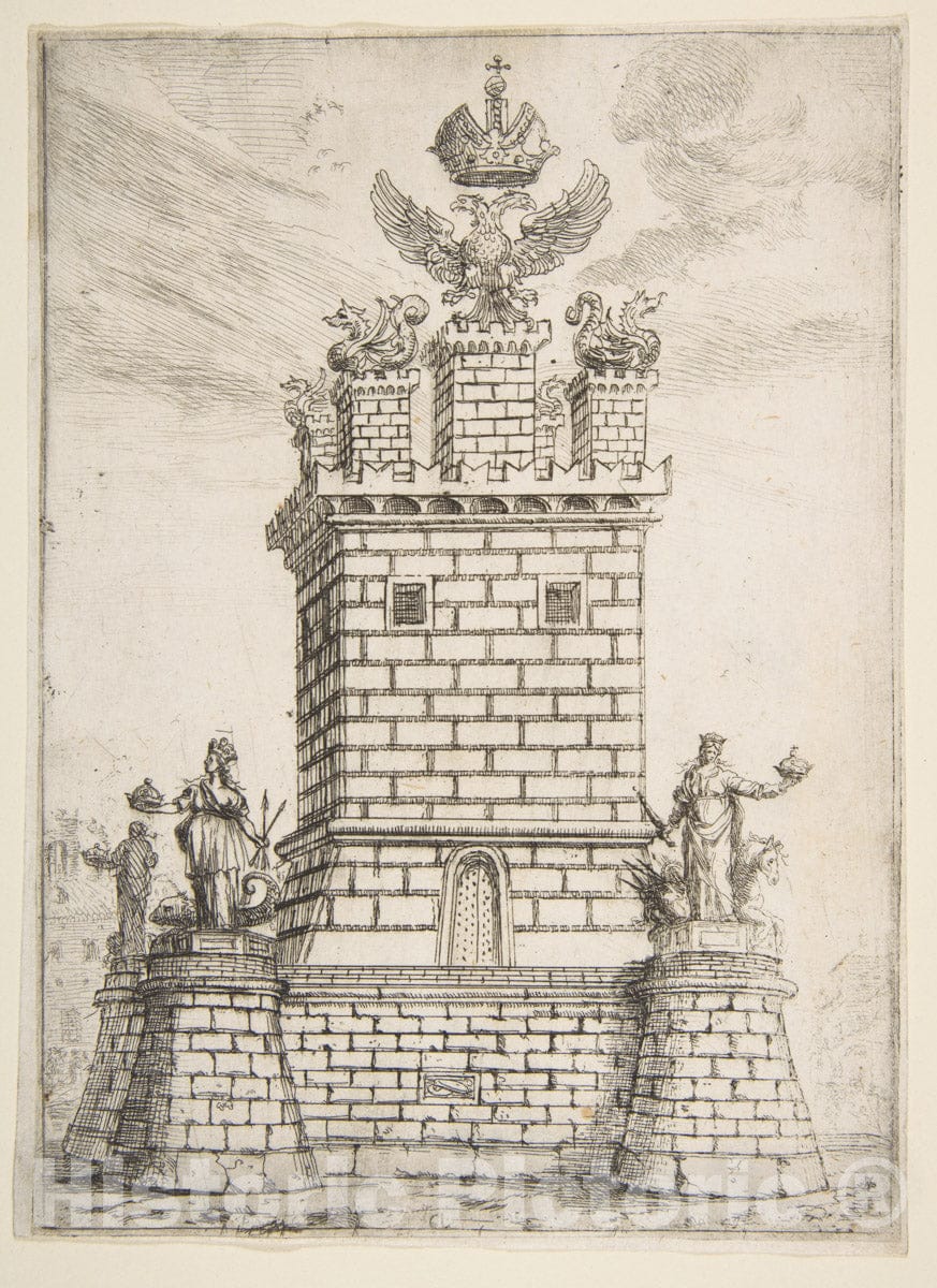 Art Print : Claude Lorrain (Claude Gellée) - The Square Tower : Vintage Wall Art