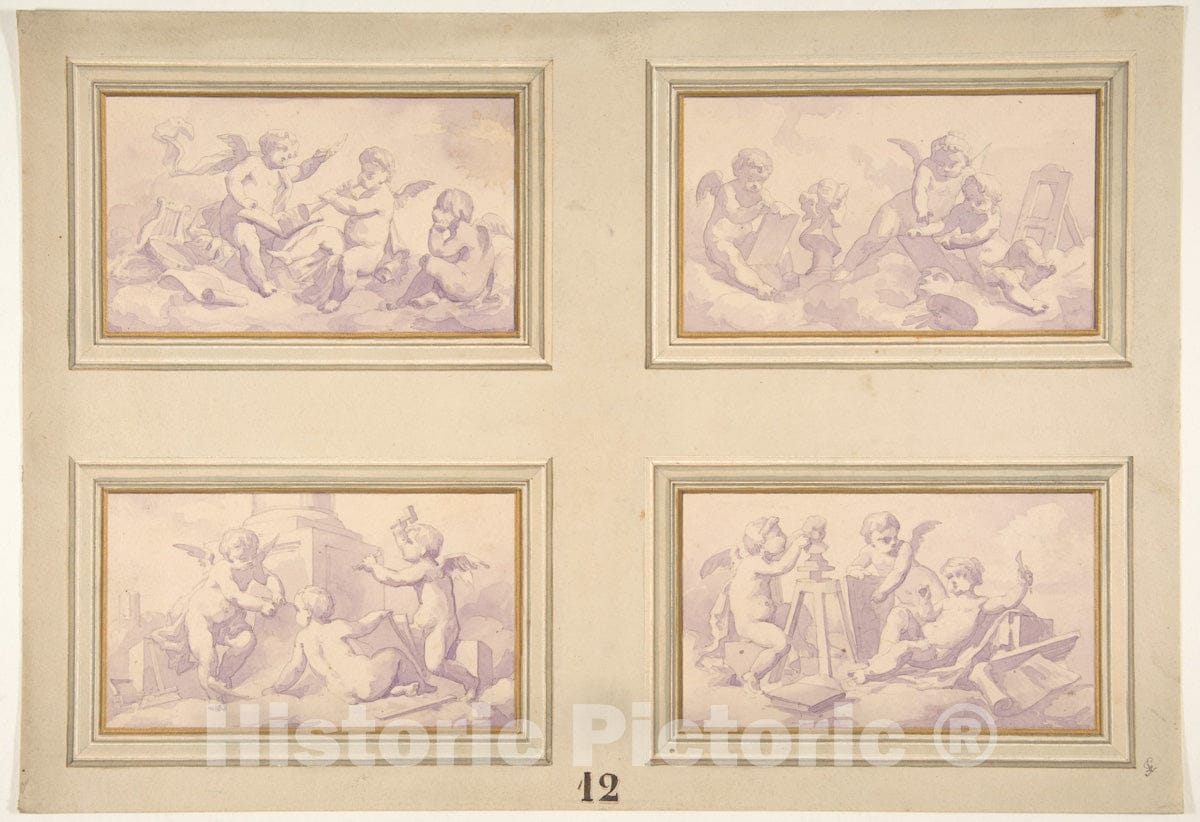 Art Print : Jules-Edmond-Charles Lachaise - Designs Featuring The Allegories of The Arts : Vintage Wall Art