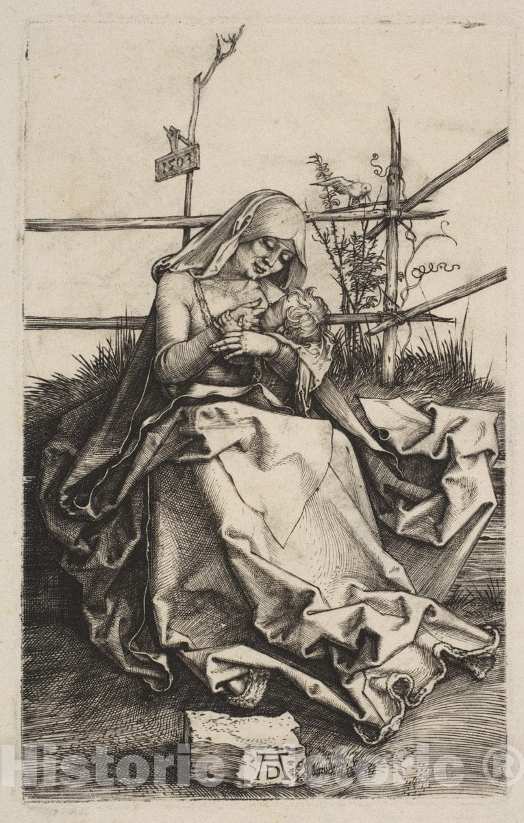 Art Print : Albrecht Dürer - Virgin and Child on a Grassy Bench : Vintage Wall Art