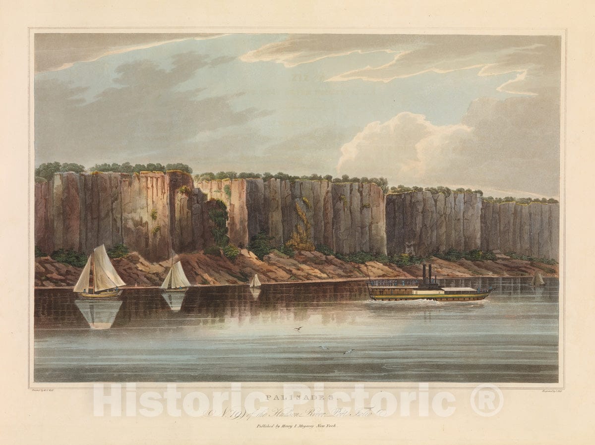 Art Print : John Hill - The Palisades (No. 19 of The Hudson River Portfolio) : Vintage Wall Art