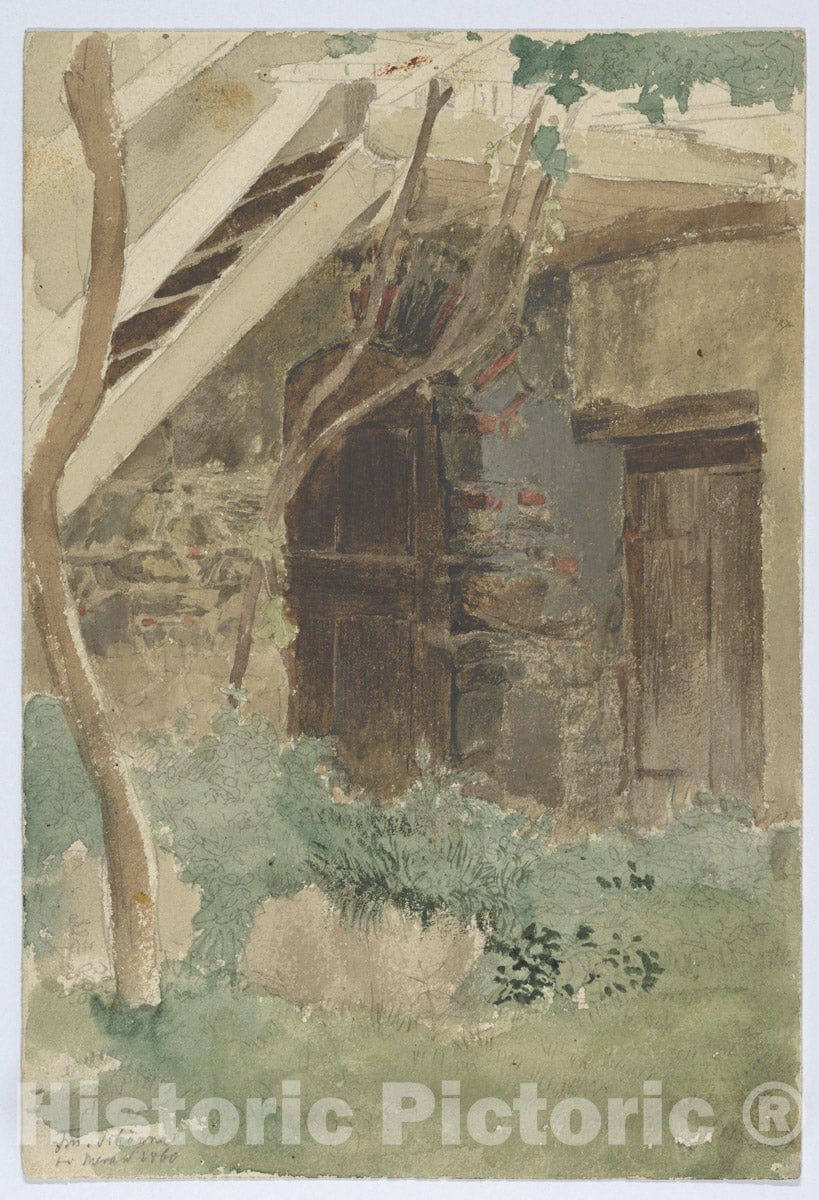 Art Print : Franz Meyerheim - A Wooden Door of a Farm Building Near Merano : Vintage Wall Art
