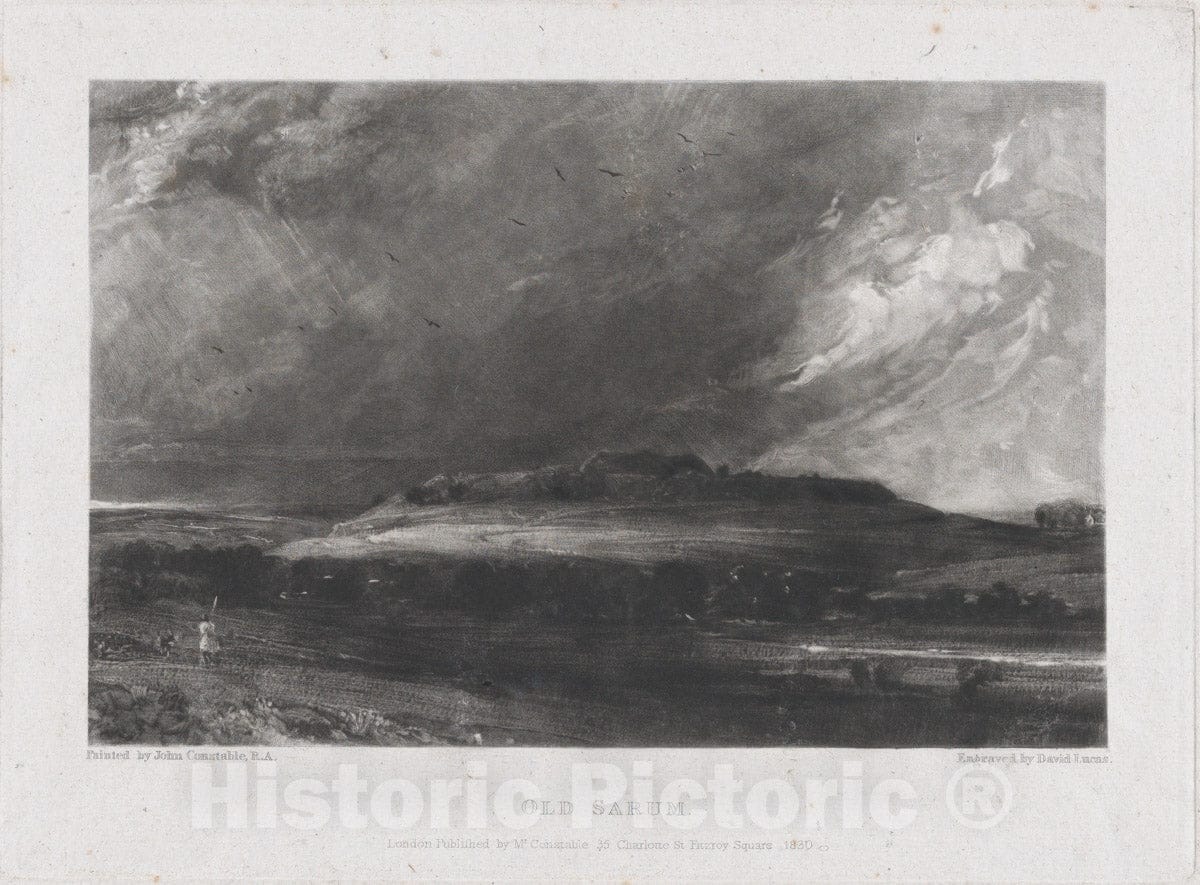 Art Print : David Lucas - Old Sarum 1 : Vintage Wall Art