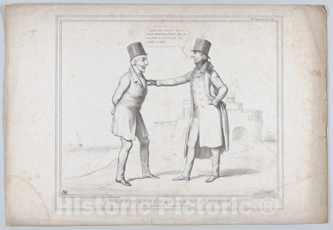 Art Print : John Doyle - Demosthenes on The Sea Shore – Giving a Lesson to a New Disciple : Vintage Wall Art