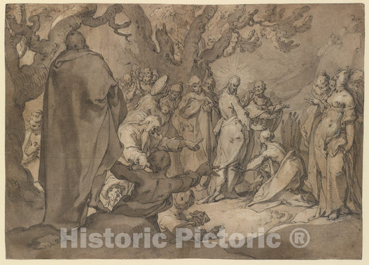 Art Print : Abraham Bloemaert - Christ and The Canaanite Women : Vintage Wall Art