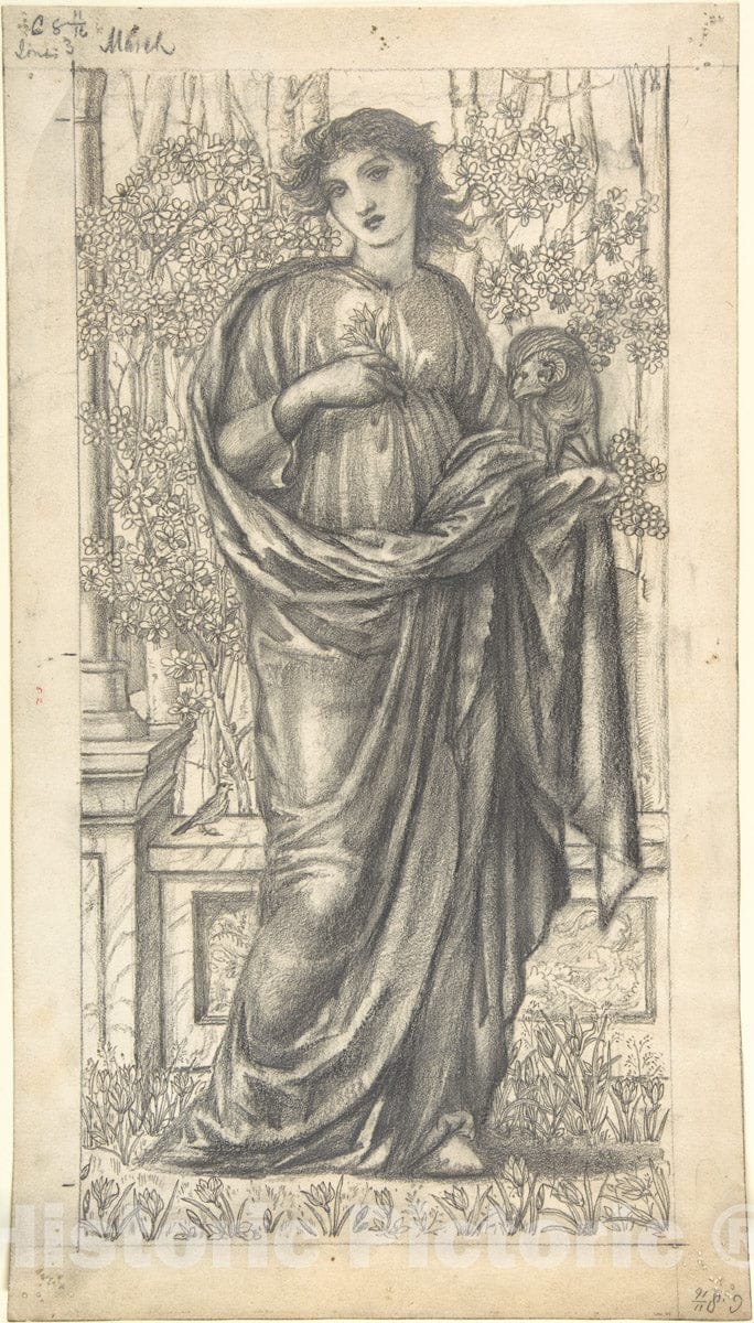Art Print : Sir Edward Burne-Jones - The Month of March : Vintage Wall Art