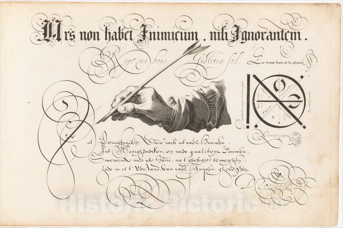 Art Print : Designed by David Roelands - T'Magazin oft Pac-huys der Loffelÿcker Penn-const (The Store Room or Ware House of The Praiseworthy Art of The Pen) : Vintage Wall Art