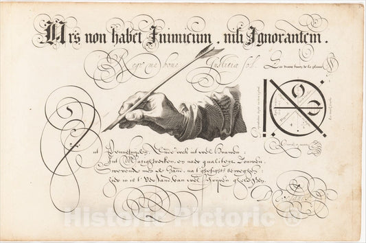 Art Print : Designed by David Roelands - T'Magazin oft Pac-huys der Loffelÿcker Penn-const (The Store Room or Ware House of The Praiseworthy Art of The Pen) : Vintage Wall Art