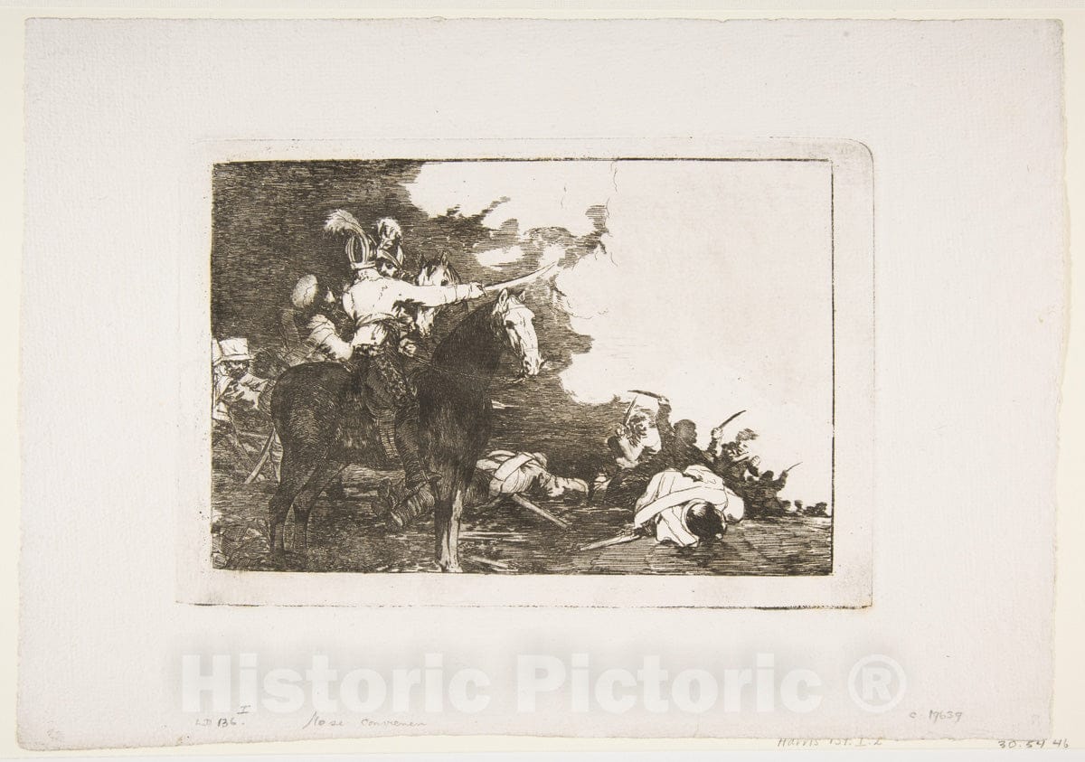 Art Print : Goya - Plate 17 from 'The Disasters of War' (Los Desastres de la Guerra): 'They do not Agree.' (No se convienen.) 2 : Vintage Wall Art