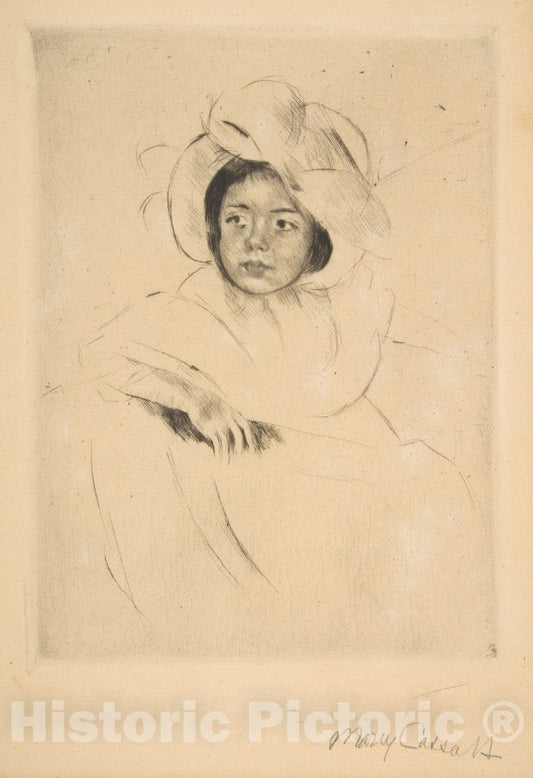 Art Print : Mary Cassatt - Margot Wearing a Bonnet (No. 4) : Vintage Wall Art