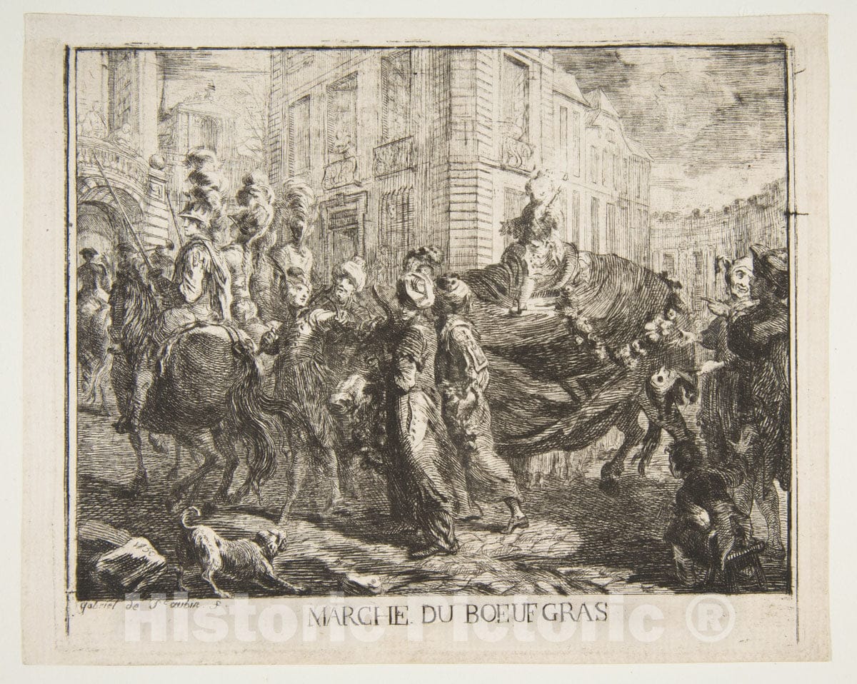 Art Print : Gabriel de Saint-Aubin - Marché du boeuf gras : Vintage Wall Art