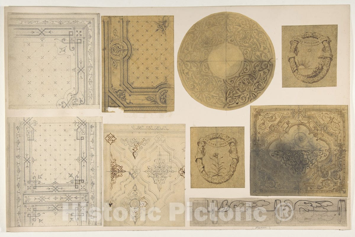 Art Print : Jules-Edmond-Charles Lachaise - Nine Designs for The Painted Decoration of an Interior, Possibly for The Hôtel Rothschild, Vienna : Vintage Wall Art