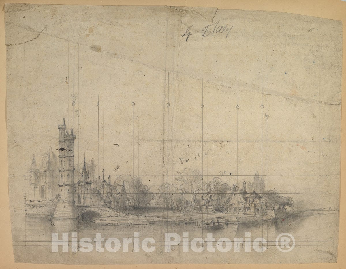 Art Print : Eugène Cicéri - Design for a Stage Set 2 v.2 : Vintage Wall Art